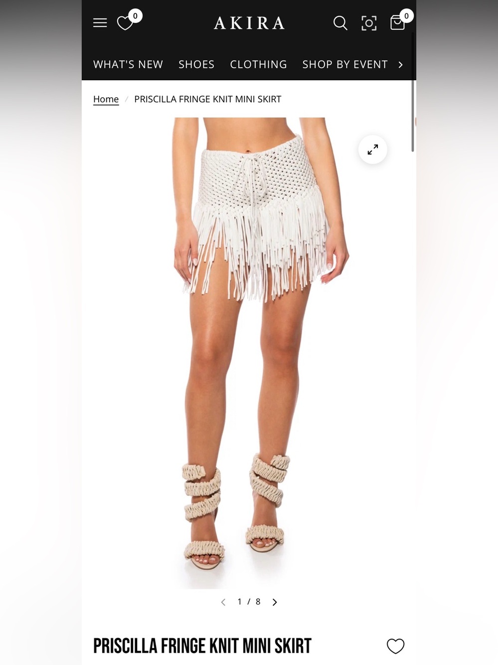AKIRA Priscilla Crochet Fringe Mini Skort in White